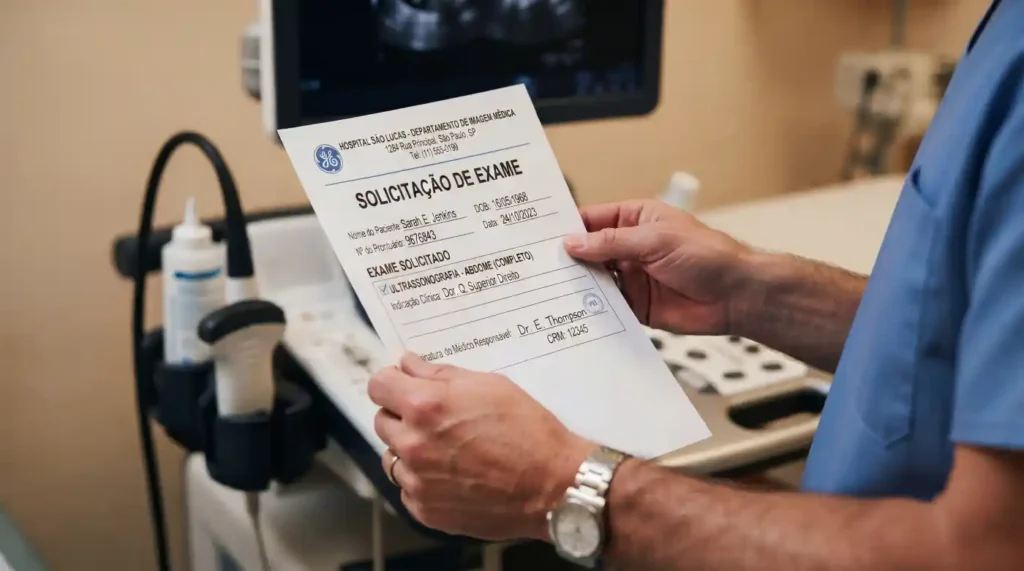 Maos De Um Medico Segurando Um Pedido Medico Timbrado | Dr. Breno Paschoalin Trindade — Radiologista